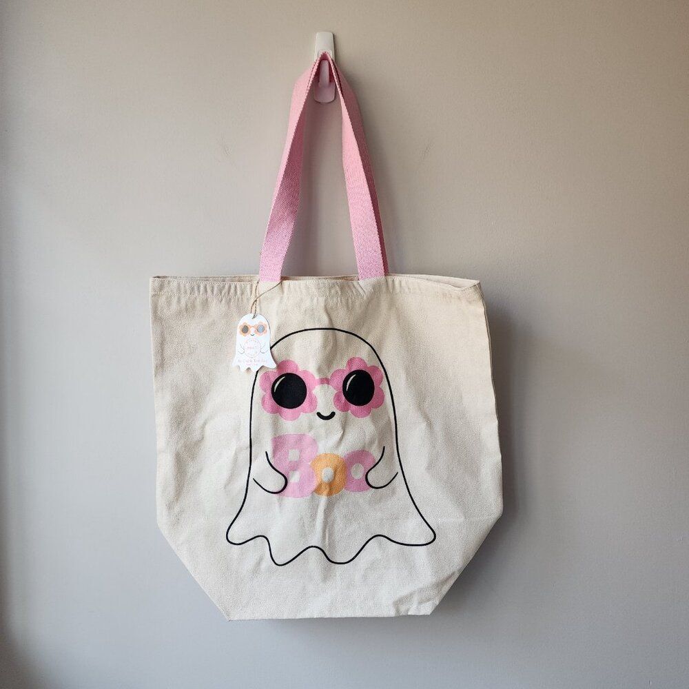 Reusable Tote Bag | Canvas Market Shopping Bag | Cute Ghost Halloween NWT